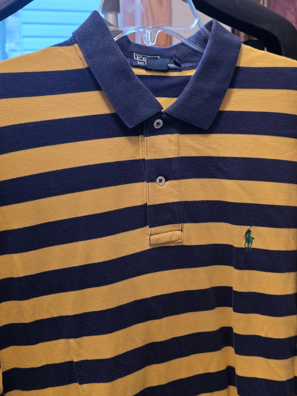 Ralph Lauren Stripe Polo Shirt - Navy and Mustard